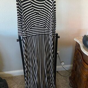 Cato Black and White Striped Maxi Dress